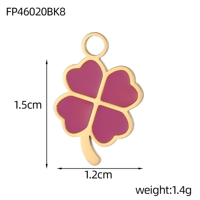 Colorful Stainless Steel Oil Drop Cute Shell Leaf Pendant DIY Bracelet Bag Charm Accessories Wholesale