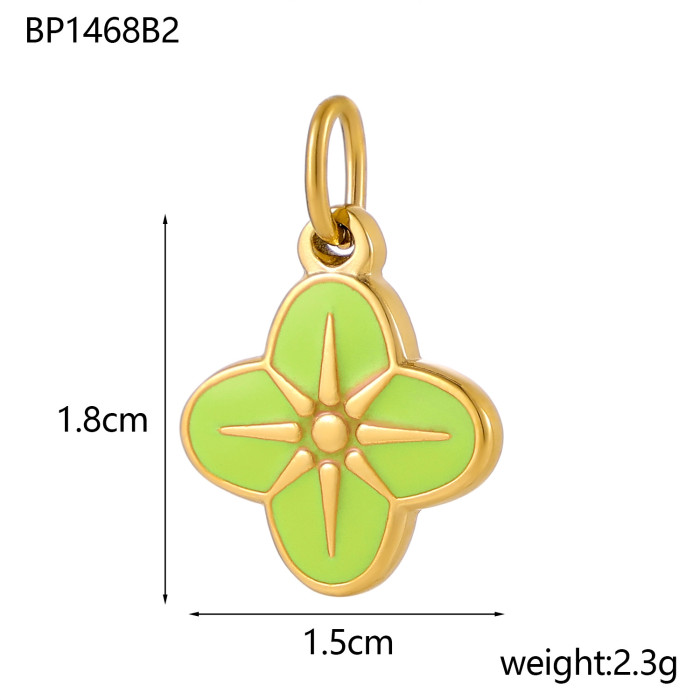 Cross-Border Colorful Oil Drop Flower DIY Stainless Steel Pendant Fresh Sweet Versatile Enamel Color Small Flower Jewelry Accessories