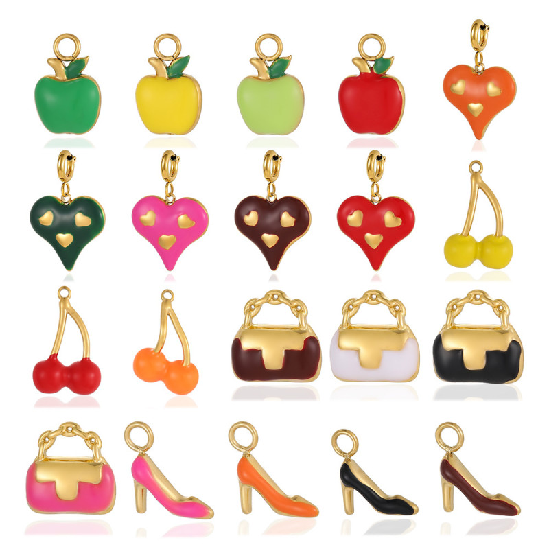 Cross-Border Hot High Heels Baby Series Pendant Oil Drop Stainless Steel Charms DIY Bracelet Women Jewelry Accessories