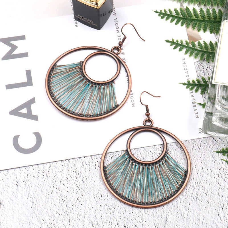 Cross-Border Amazon Trendy Earrings Multi-Piece Set European and American Handmade Woven Round Hollow Earrings Heart Accessories