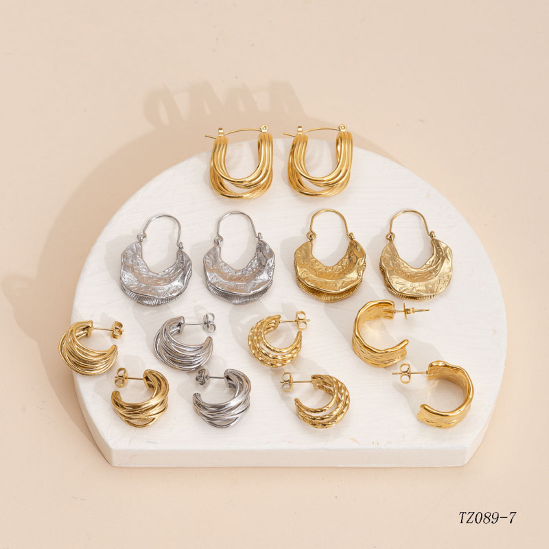 INS Fashion Personality Stainless Steel Earrings Niche Geometric Design Gold-Plated Light Luxury Earrings Titanium Steel Ear Jewelry Wholesale