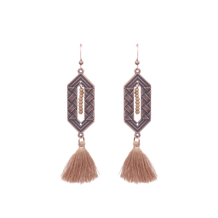 In Stock European and American Trendy Retro Earrings Set Ethnic Style Tassel Alloy Earrings Cross-Border Hollow Earrings Wholesale