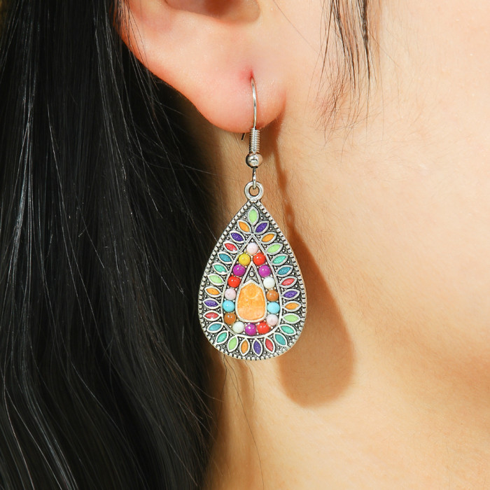 Hot-Selling Retro Bohemian Style Fashion Water Drop Earrings European and American Trend Oil Drop Earrings Wholesale