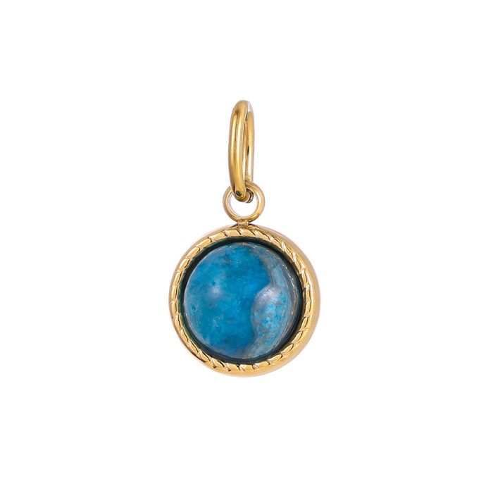 Cross-Border European Style Light Luxury Women's Necklace Stainless Steel Inlaid with Natural Stone Geometric Accessories Ins Style Color-Retaining Jewelry