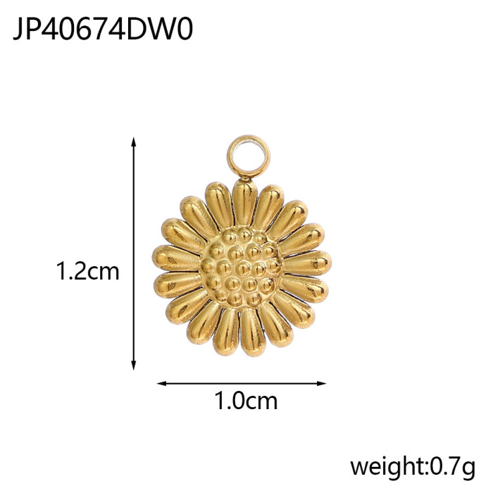 Stainless Steel Multi-style Jewelry Accessories DIY Handmade Flower Leaf Round Small Pendant Jewelry Accessories