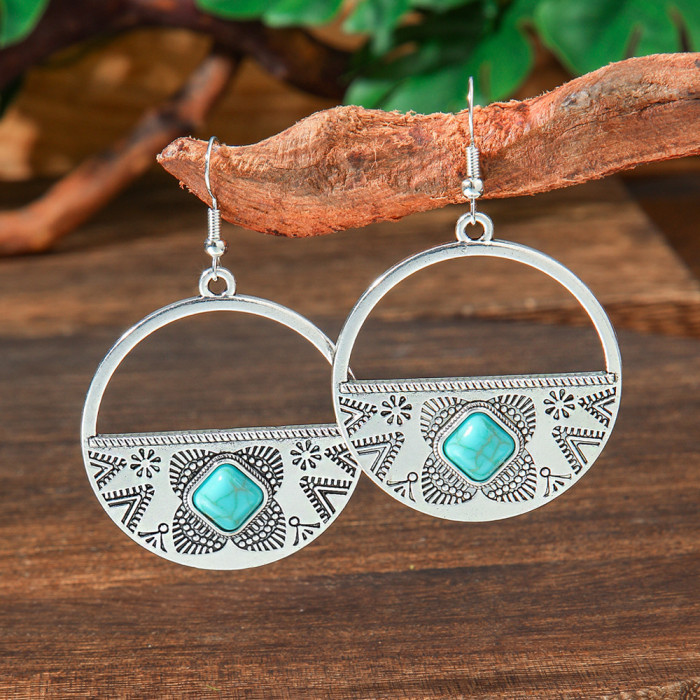 Hot-Selling Turquoise Earring Set Retro Bohemian Style Geometric Tassel Earrings Direct From Manufacturer, Jewelry Sets