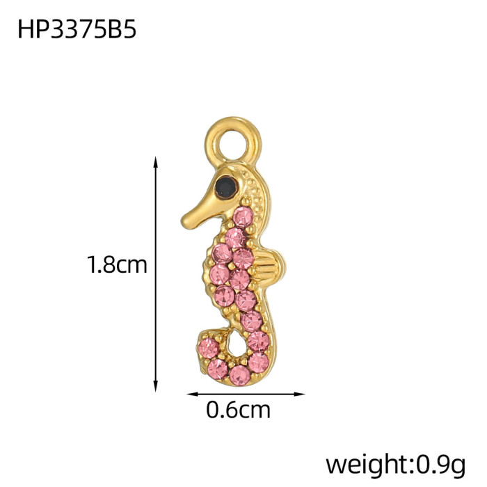 Ocean Style Micro Inlaid Zircon Seahorse Dolphin DIY Personalized Versatile Pendant European and American Fashion Accessories Pendant Jewelry Wholesale