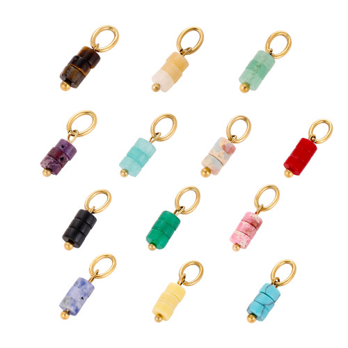 Cross-Border Hot-Selling Exclusive Small Round Column Natural Raw Stone Pendant Irregular Accessories Jewelry Wholesale