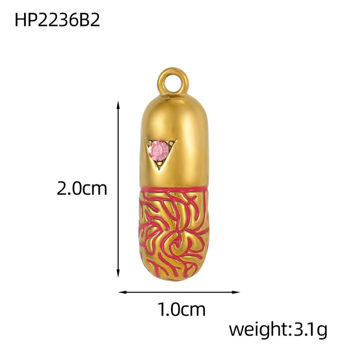 INS Style Stainless Steel Small Dzi Beads Round Pendant Zircon Perforated Beads Pendant DIY Beading Accessories Whole...