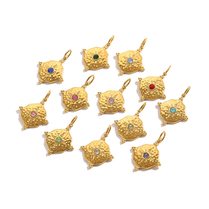 European and American Cross-Border Stainless Steel Fresh Geometric Pendant Gold-Plated Jewelry Accessories DIY Pendant Necklace Accessories Wholesale