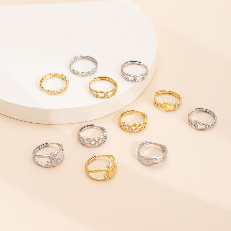 French Minimalist Style Personality Trendy Ring Light Luxury Temperament Tail Ring Niche High-end Geometric Line Index Finger Ring