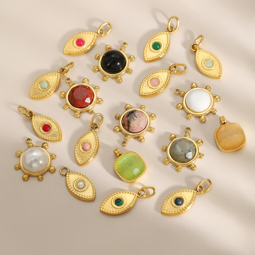 Devil's Eye Bohemian Natural Stone Stainless Steel Pendant Eye DIY Accessories Eye Stainless Steel Pendant