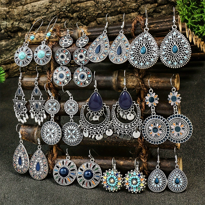 Ethnic Style Miao Earrings Long Tassel Earrings Vintage Distressed Water Drop Earrings Wholesale Source