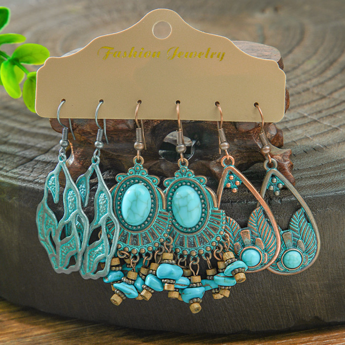 Hot-Selling Bohemian Style Hollow Tassel Earrings Personality Versatile Fishbone Accessories Water Drop Earrings Whol...