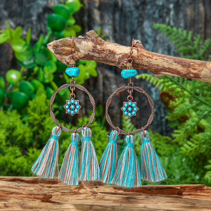 Amazon New Hot Selling Tassel Earrings Bohemian Retro Fashion Ear Accessories Wholesale Export Yiwu Manufacturer