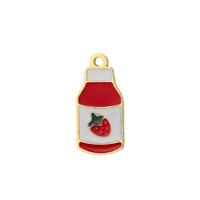 Mini DIY Fruit Pendant Pineapple Strawberry Cherry Apple Watermelon Stainless Steel Pendant Bracelet Necklace Accesso...