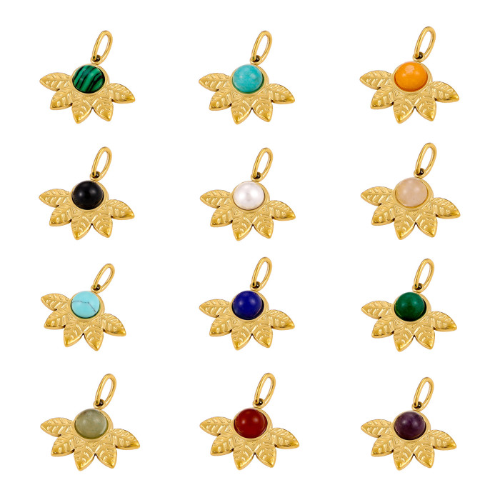 Hot Selling Stainless Steel Sun Natural Stone Pendant Necklace Accessories Jewelry Wholesale