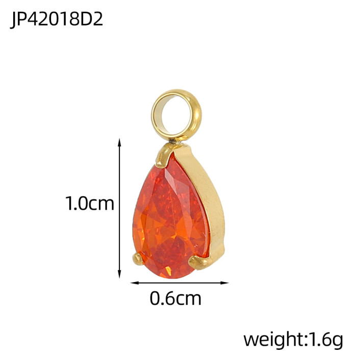 Colorful Micro Pave Single Zircon Water Drop Pendant DIY Simple Handmade Earrings Necklace Material Accessories Wholesale