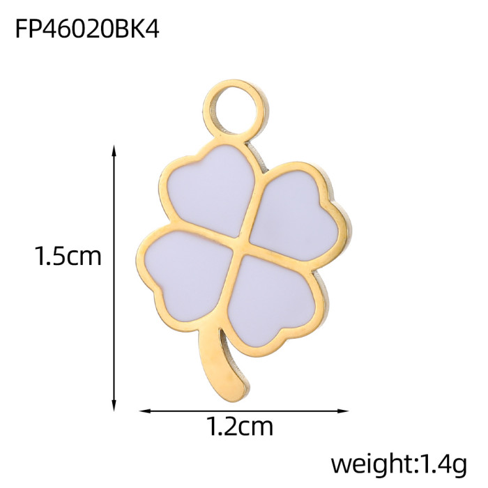 Colorful Stainless Steel Oil Drop Cute Shell Leaf Pendant DIY Bracelet Bag Charm Accessories Wholesale