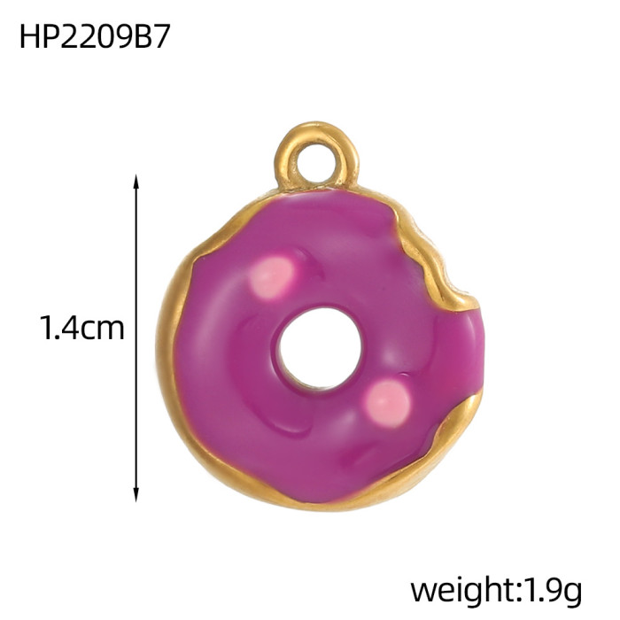 Cross-Border Hot Selling Drip Oil Heart Donut Pendant European and American Style Exquisite DIY Bracelet Necklace Earring Accessories Wholesale