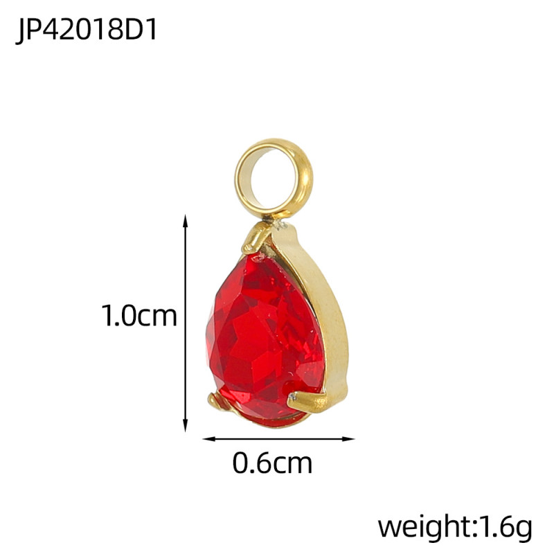Colorful Micro Pave Single Zircon Water Drop Pendant DIY Simple Handmade Earrings Necklace Material Accessories Wholesale