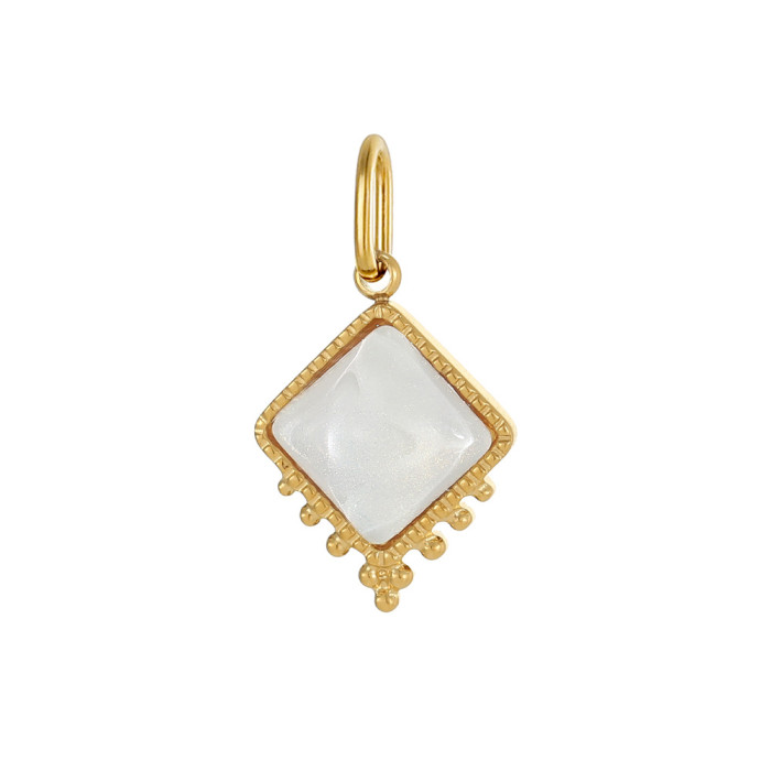 New Style Personality Light Luxury Fashion Versatile Titanium Steel Geometric Quadrilateral Inlaid Natural Stone Acce...