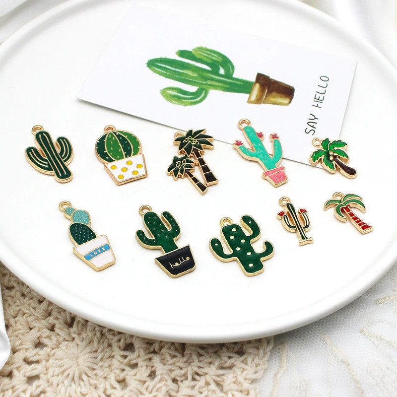 Cactus Cacti Cartoon Cute Trendy Fashion DIY Accessories Earrings Pendants Charms Materials New Style
