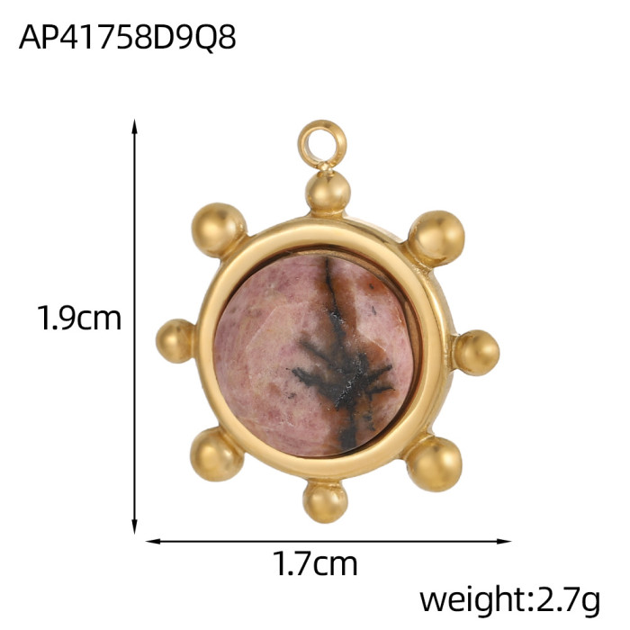 Devil's Eye Bohemian Natural Stone Stainless Steel Pendant Eye DIY Accessories Eye Stainless Steel Pendant