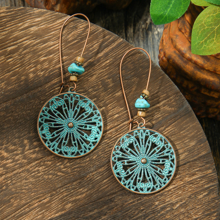 Cross-Border Hot-Selling Bohemian Vacation Style Metal Earrings Vintage Ethnic Style Handmade Earrings High-End Earrings