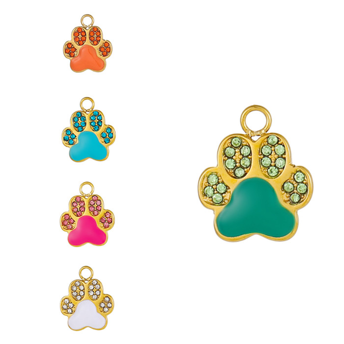 Hot-Selling Fashion Simple Light Luxury DIY Animal Bear Paw Stainless Steel Pendant Accessories Jewelry Wholesale, Ne...