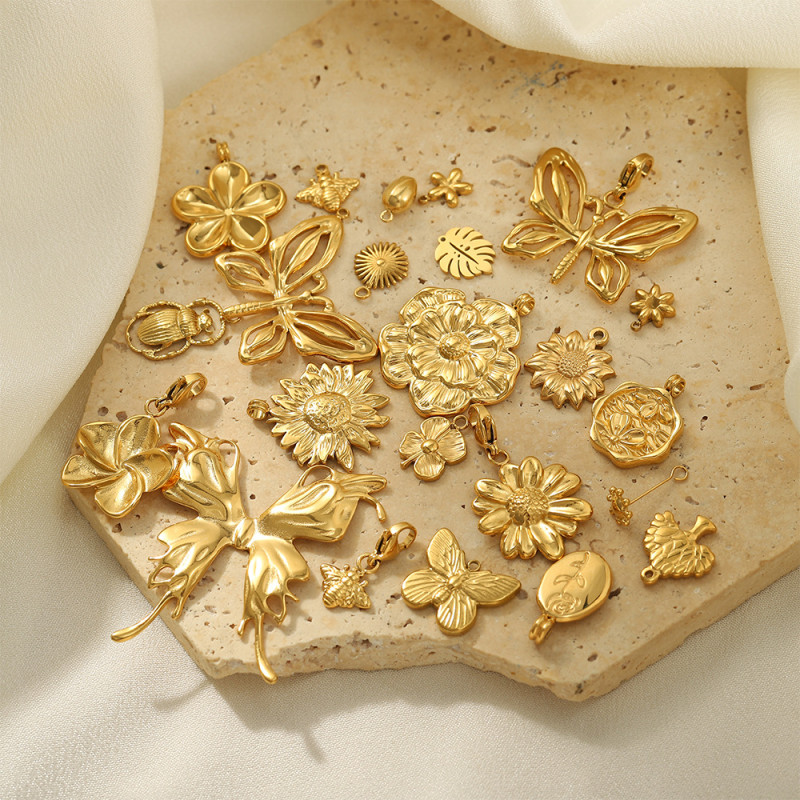 European and American Style Mini Exquisite Stainless Steel Small Pendant DIY Earrings Necklace Personalized Small Pendant Jewelry Accessories