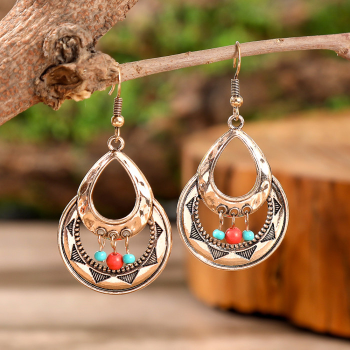 Cross-Border New Bead Earrings for Women European and American Fashion Palace Style Vintage Gold Tassel Earrings Wholesale