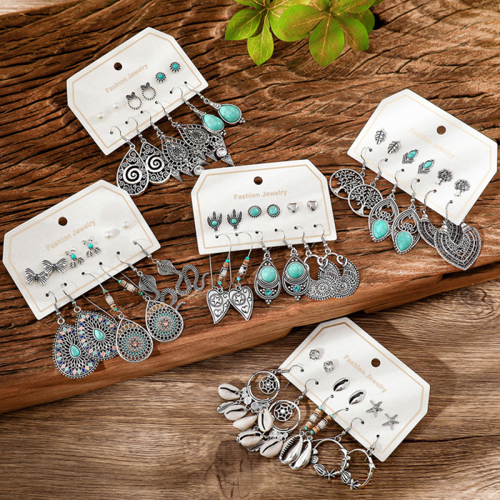 Amazon Hot-Selling Bohemian Turquoise Earrings Studs Retro Nostalgic Style Earrings Wholesale