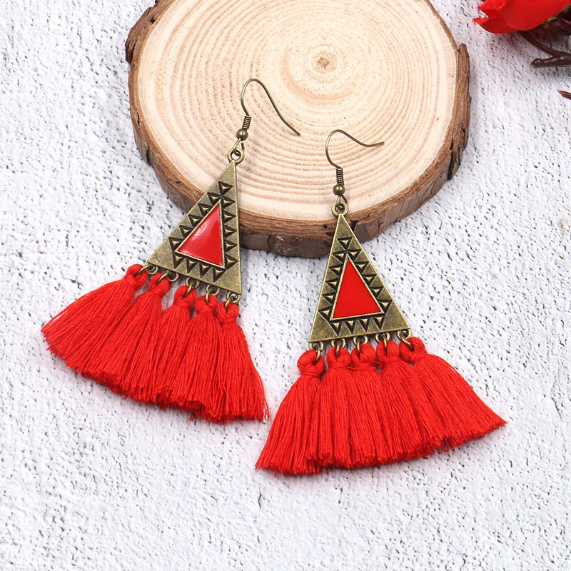 Statement Exaggerated Fashion Long Earrings for Women Ethnic Style Yarn Tassel Pendant Earrings Jewelry Manufacturer Wholesale