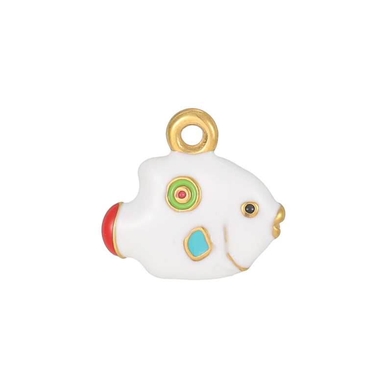 Cross-Border Hot Selling Oil Drop Cute Stainless Steel Small Goldfish Pendant DIY Bracelet Necklace Hand String Jewelry Accessories Wholesale