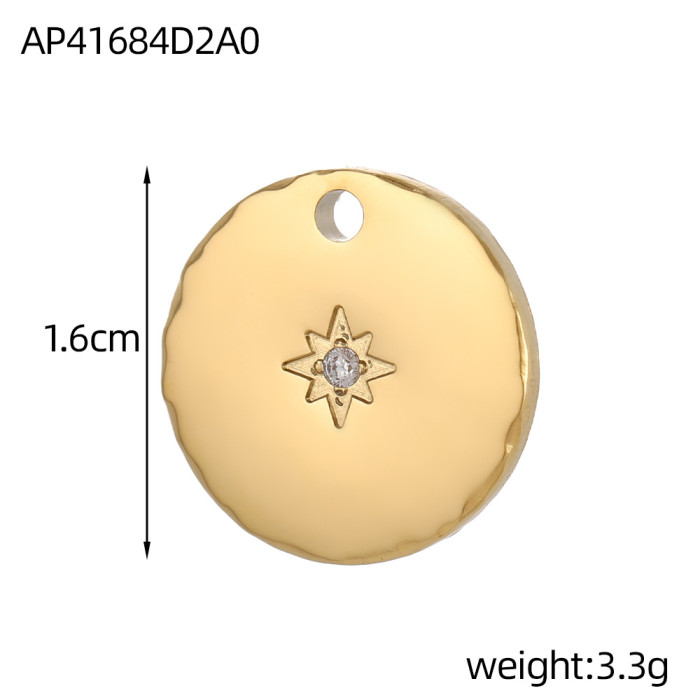 Hot Selling Moon Round Zircon French Retro Stainless Steel DIY Pendant Women Heart Stainless Steel Accessories, Neckl...