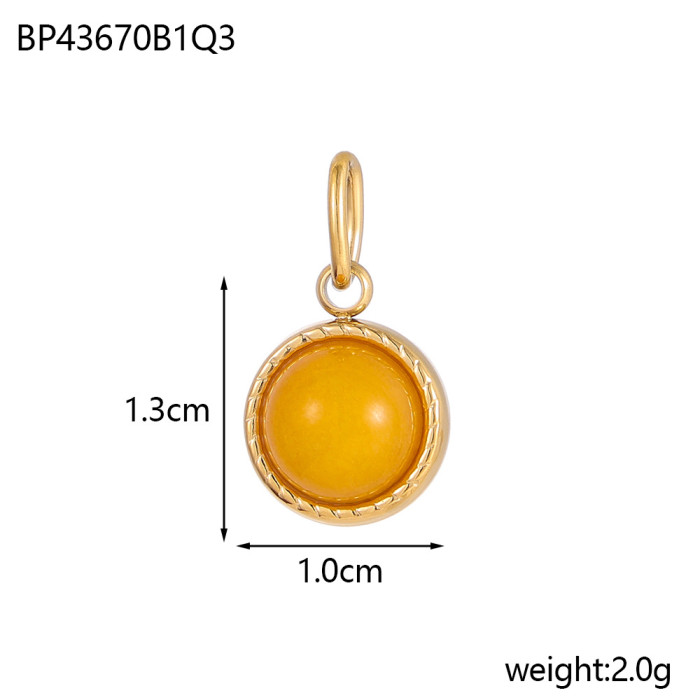 Cross-Border European Style Light Luxury Women's Necklace Stainless Steel Inlaid with Natural Stone Geometric Accessories Ins Style Color-Retaining Jewelry