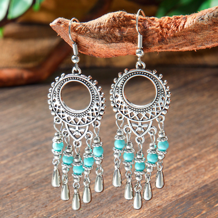 Amazon Wholesale Retro Bohemian Turquoise Earring Set Fashion Ethnic Style Earrings Jewelry Source