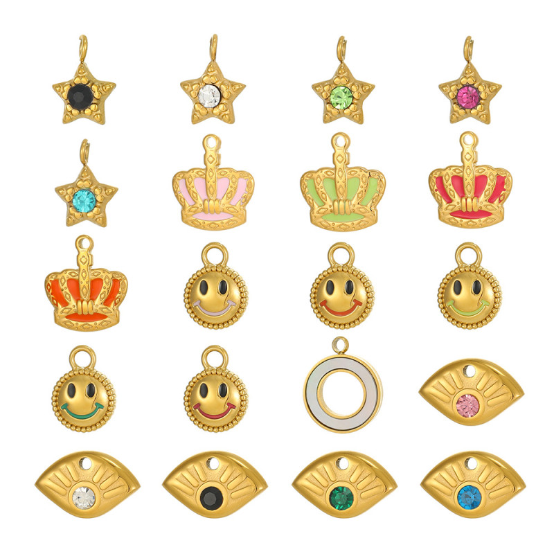 AliExpress Hot Sale Geometric Series Stainless Steel Zircon Accessories DIY Bracelet Accessories Pendant Wholesale