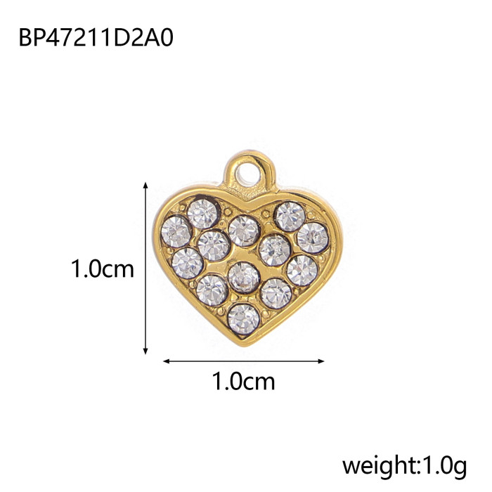 European and American Hot-Selling Heart-Shaped Pendant DIY Jewelry Accessories Stainless Steel White Shell Peach Heart Small Pendant Jewelry Wholesale