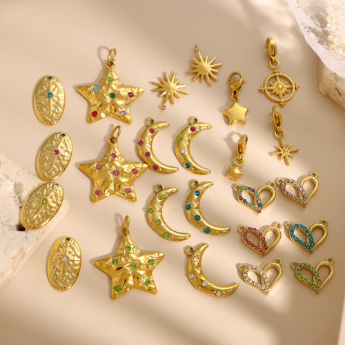 Cross-Border Stainless Steel Jewelry Accessories Star Moon DIY Necklace Pendant High-End Ins Style Accessories