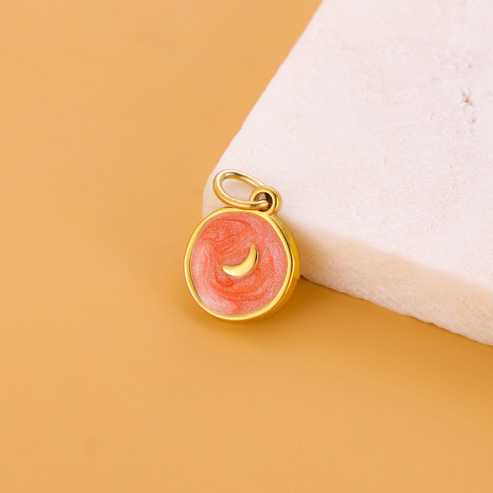 Korean Style Stainless Steel Oil Drop Star Moon Round Pendant Accessories DIY Jewelry Earring Accessories Necklace Jewelry