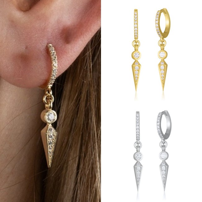 European and American Trend Diamond-Studded Pointed Earrings for Women Fashionable Vintage Personality Ear Jewelry