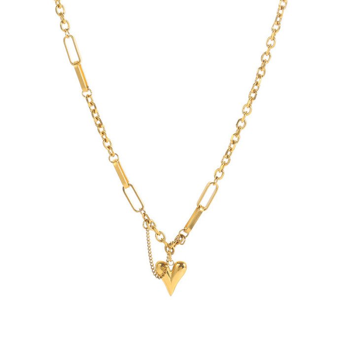 Tassel Heart Necklace INS Style Set Jewelry Titanium Steel 18K Gold Heart Bracelet Necklace Set, Jewelry Sets