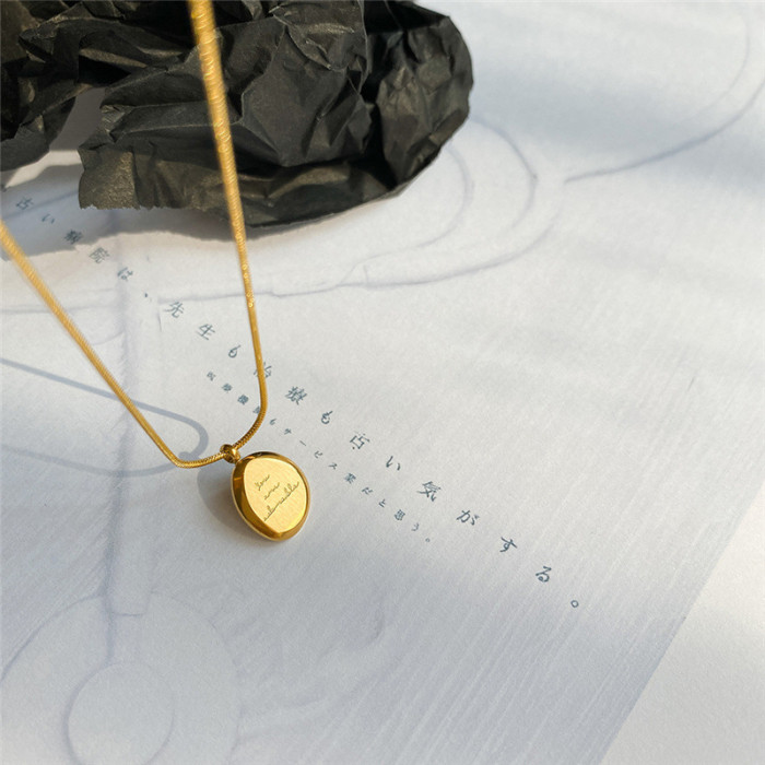 Full Body Titanium Steel Letter Light Luxury Gold Small Bead Letter Pendant Necklace for Women Autumn Winter Collarbone Chain Internet Celebrity Valentine's Day