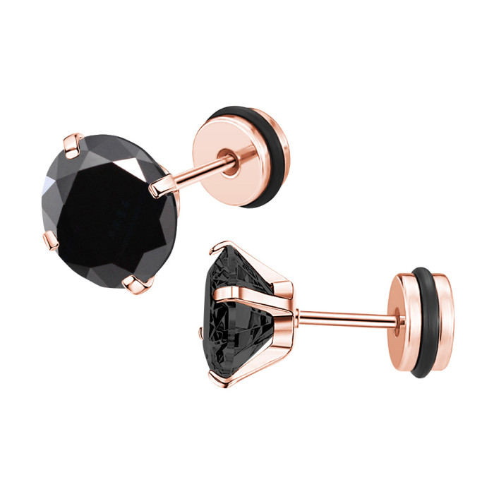 Niche Design Colorful Round Zircon Earrings Ear Bone Studs Rubber Ring Round Cake Ear Plug Style Ear Jewelry Manufact...