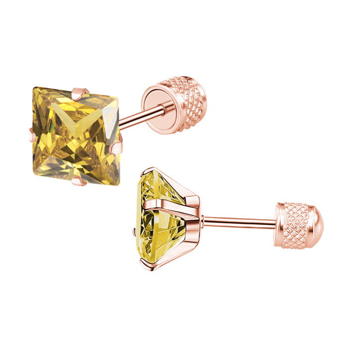 European and American Fashion Titanium Steel Four-Claw Integrated Zircon Earrings for Men and Women Simple Small Earrings Super Shiny Ear Bone Studs Wholesale