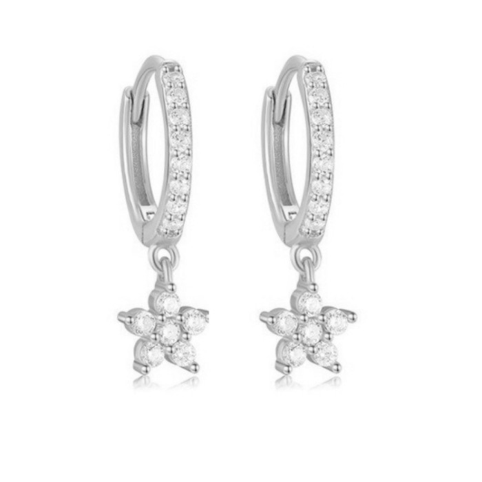 Hot-selling New Stone-Studded Five-pointed Star Earrings Fashion Casual Female Showing Dignified and Elegant Earrin...