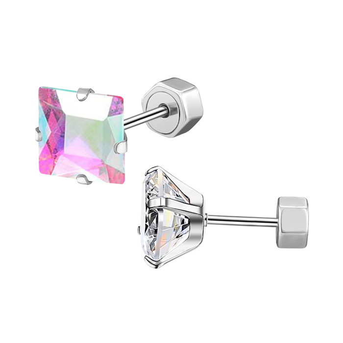 Fashion Simple INS Style Earrings Four-Prong Square Stainless Steel Earrings Insert Earrings Women's Earrings Wholesale