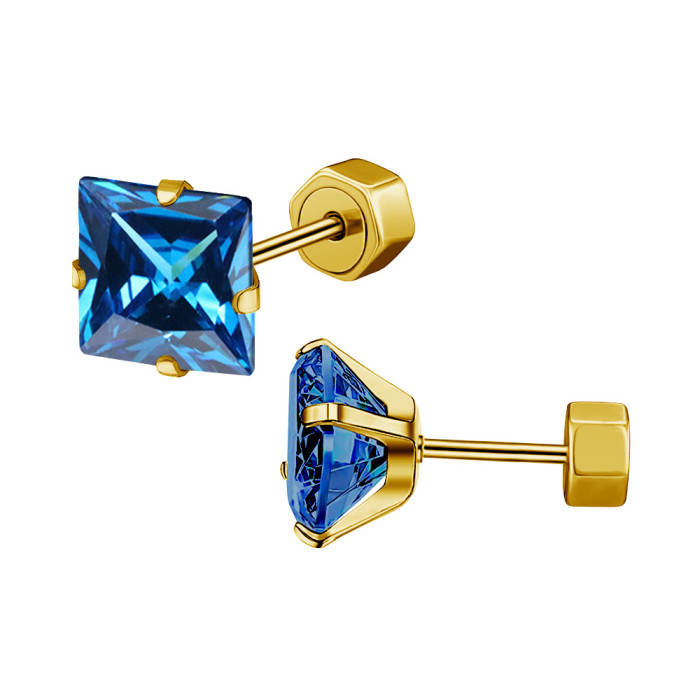 In Stock on AliExpress Stainless Steel Thin Rod Insert High-End Square Zircon Ear Bone Stud Huazi Earrings Ear Jewelry
